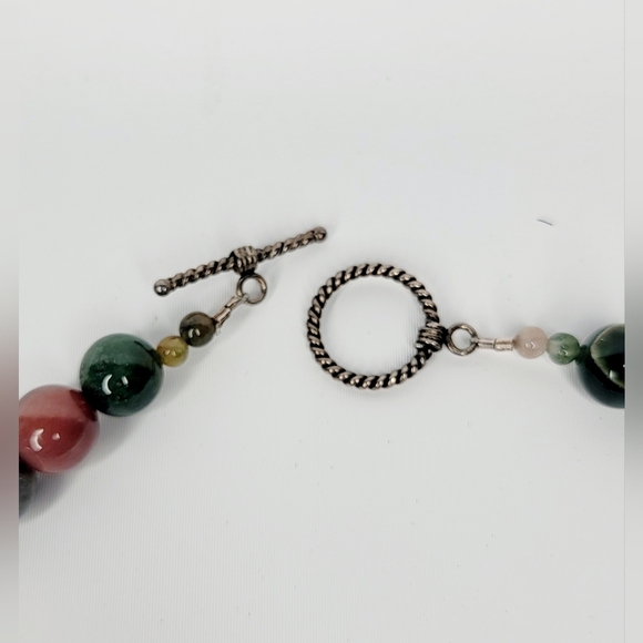 Multicolor Chunky Glass Stone 25" Beaded Toggle Fastener Necklace - Picture 5 of 8